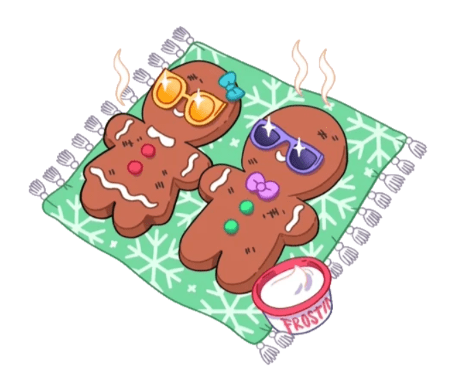 Gingerbread on the beach sticker. 